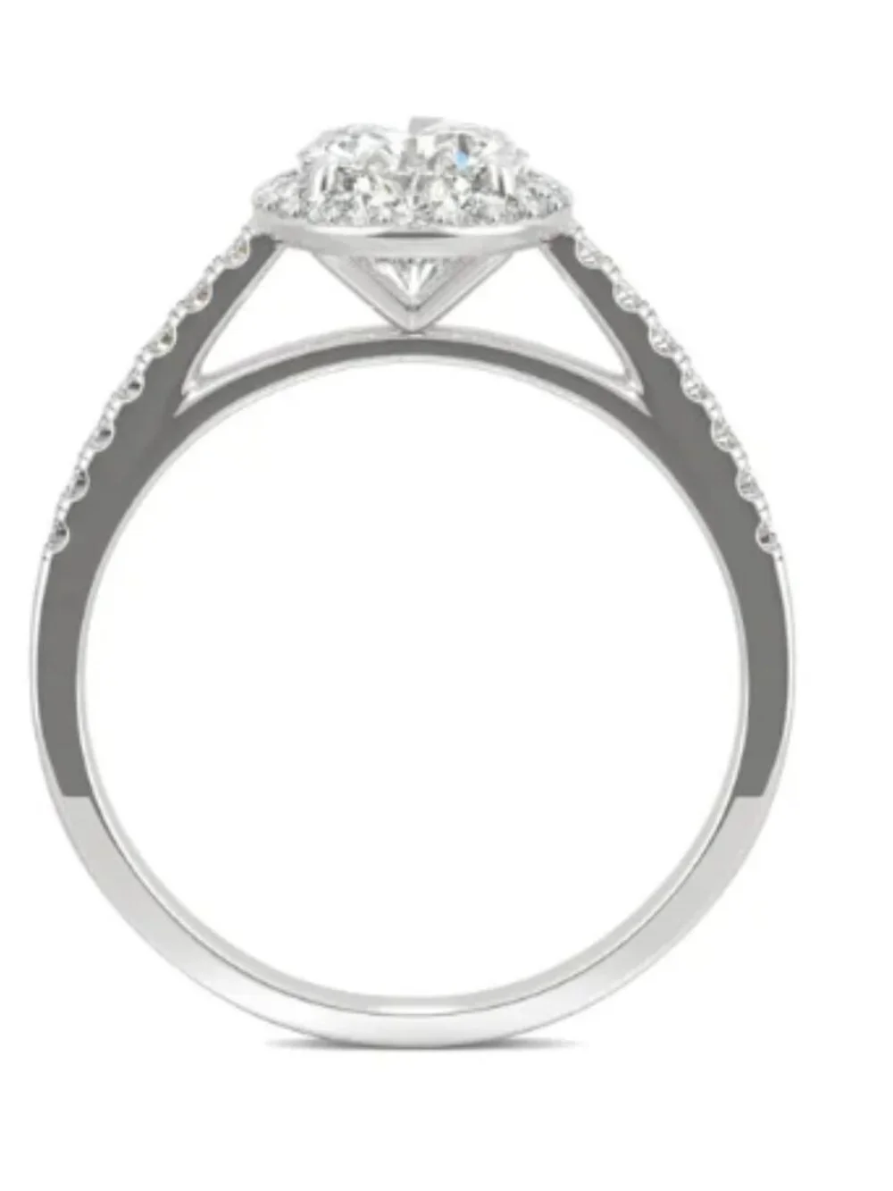 Oval Halo Moissanite and Diamond Engagement Ring, 14K Solid White Gold, Size: 10